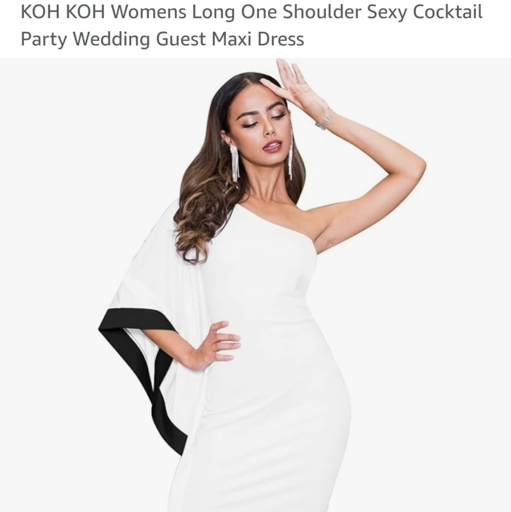 Long Length White Black Cocktail Dress 2X
